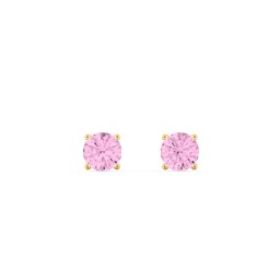 Classic Birthstone Stud Earrings in 10K Solid Yellow Gold with Pink Tourmaline