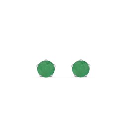 5 Prong Birthstone Stud Earrings in 925 Sterling Silver with Emerald