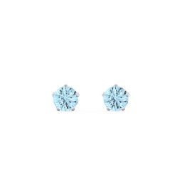 5 Prong Birthstone Stud Earrings in 925 Sterling Silver with Blue Topaz