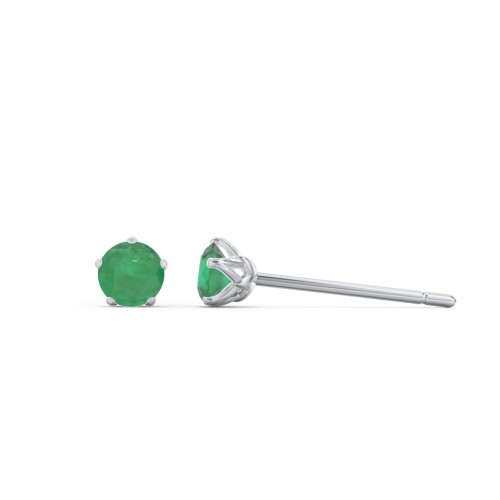 5 Prong Birthstone Stud Earrings – Sterling Silver with Emerald