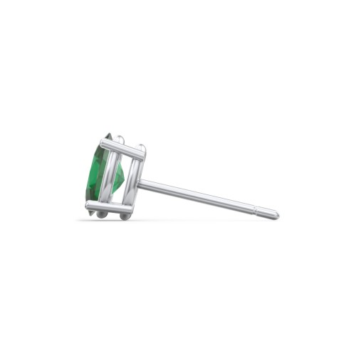 Classic Oval Birthstone Single Stud – Sterling Silver with Emerald