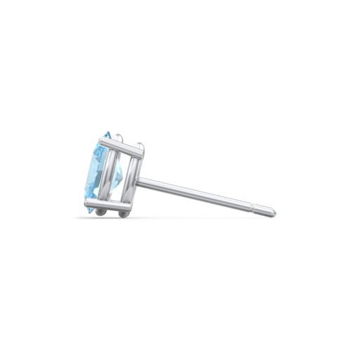 Classic Oval Birthstone Single Stud – Sterling Silver with Blue Topaz