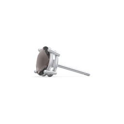 Classic Oval Birthstone Single Stud in 925 Sterling Silver with Smokey Quartz
