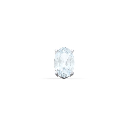 Classic Oval Birthstone Single Stud – Sterling Silver with Aquamarine