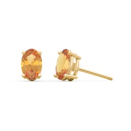 Classic Oval Birthstone Stud Earrings in 10K Solid Yellow Gold with Citrine