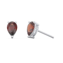 Classic Pear Cut Stud Earrings in 925 Sterling Silver with Garnet