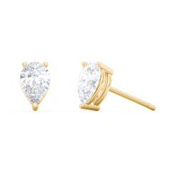 Classic Pear Cut Stud Earrings in 10K Solid Yellow Gold with Diamond