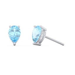 Classic Pear Cut Stud Earrings in 925 Sterling Silver with Blue Topaz