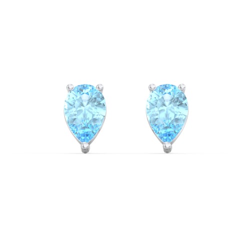 Classic Pear Cut Stud Earrings – Sterling Silver with Blue Topaz