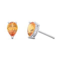 Classic Pear Cut Stud Earrings in 925 Sterling Silver with Citrine