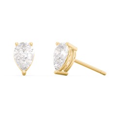 Classic Pear Cut Stud Earrings in 10K Solid Yellow Gold with Diamond