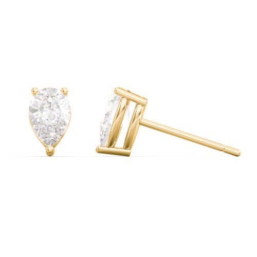 Classic Pear Cut Stud Earrings – 10K Yellow Gold with Diamond