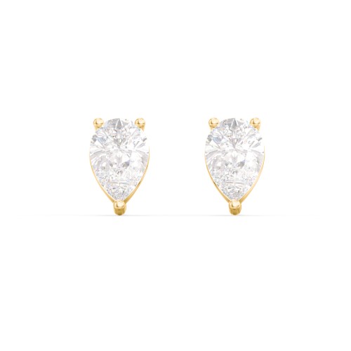 Classic Pear Cut Stud Earrings – 10K Yellow Gold with Diamond