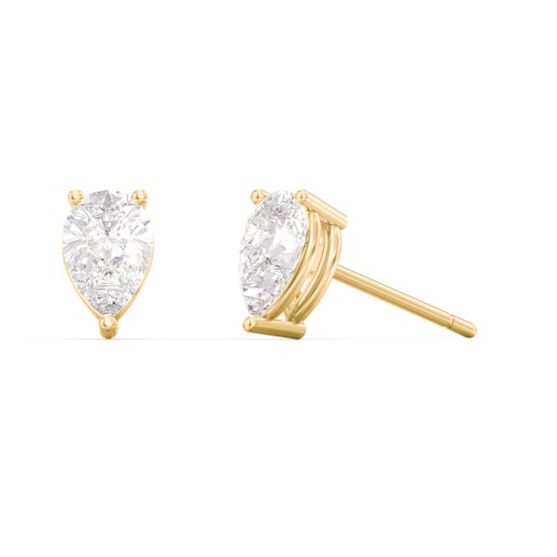 Classic Pear Cut Stud Earrings – 10K Yellow Gold with Diamond