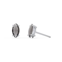 Classic Marquise Cut Stud Earrings in 925 Sterling Silver with Smokey Quartz