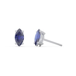 Classic Marquise Cut Stud Earrings in 925 Sterling Silver with Blue Sapphire