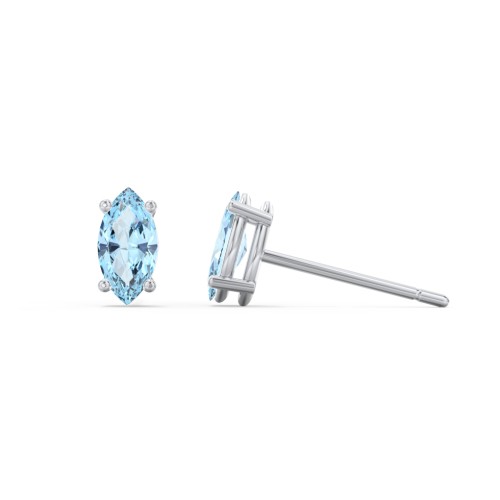 Classic Marquise Cut Stud Earrings – Sterling Silver with Blue Topaz