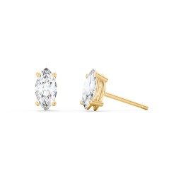 Classic Marquise Cut Stud Earrings in 10K Solid Yellow Gold with Diamond