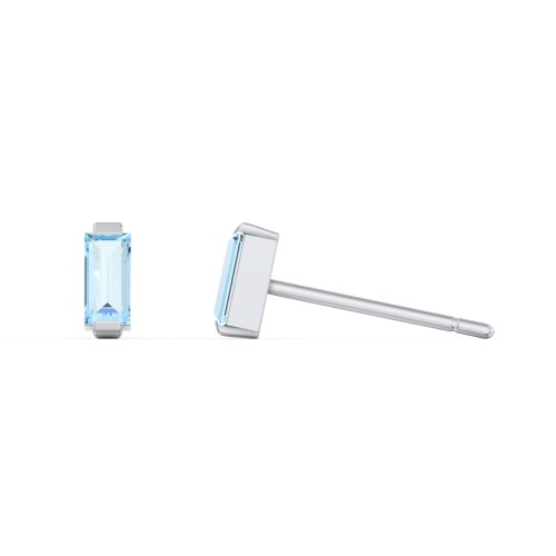 Classic Baguette Cut Stud Earrings – Sterling Silver with Blue Topaz