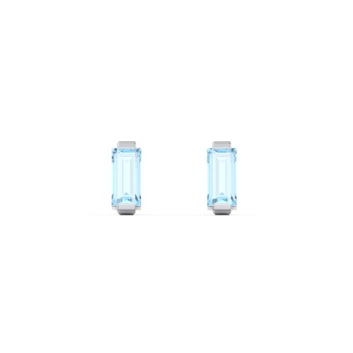 Classic Baguette Cut Stud Earrings – Sterling Silver with Blue Topaz