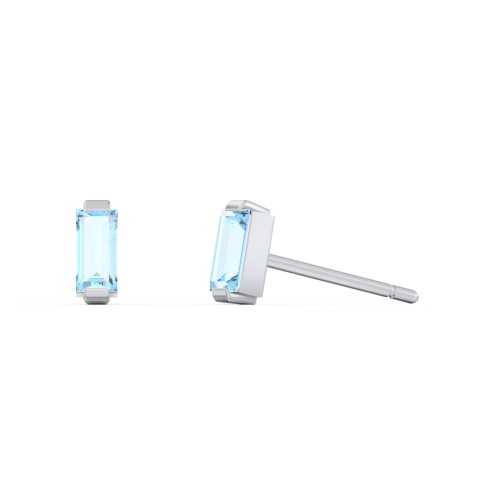 Classic Baguette Cut Stud Earrings – Sterling Silver with Blue Topaz