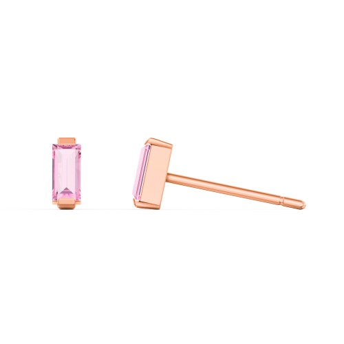 Classic Baguette Cut Stud Earrings – 10K Rose Gold with Pink Tourmaline