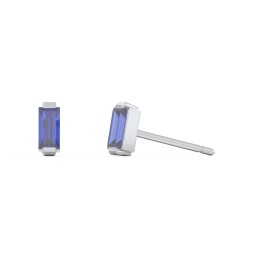 Classic Baguette Cut Stud Earrings in 925 Sterling Silver with Blue Sapphire