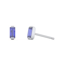 Classic Baguette Cut Stud Earrings in 925 Sterling Silver with Blue Sapphire
