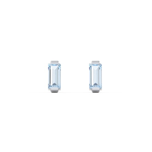 Classic Baguette Cut Stud Earrings – Sterling Silver with Aquamarine