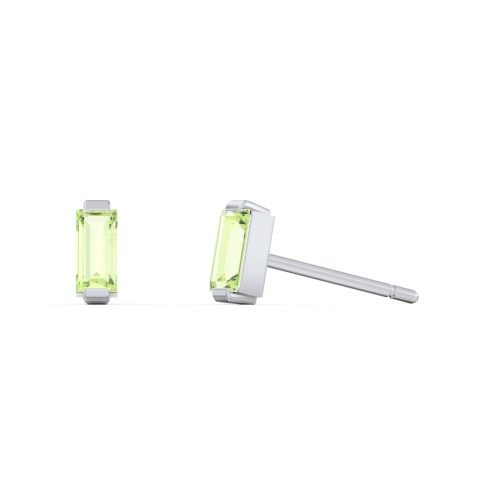 Classic Baguette Cut Stud Earrings – Sterling Silver with Peridot