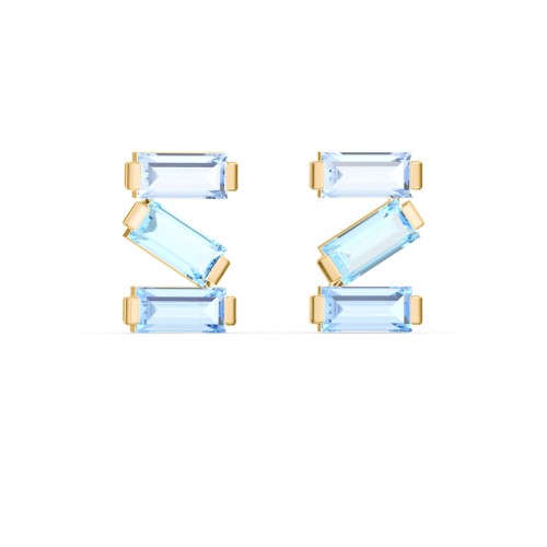 Baguette Scatter Stud Earrings – 10K Yellow Gold with Aquamarine and Blue Topaz