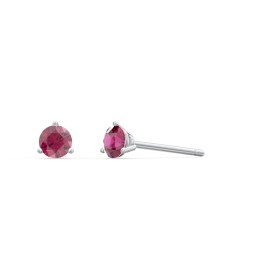 Classic 3 Prong Birthstone Stud Earrings in 925 Sterling Silver with Ruby