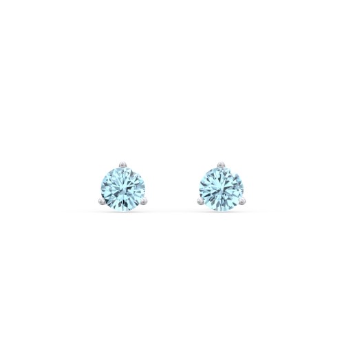Classic 3 Prong Birthstone Stud Earrings – Sterling Silver with Blue Topaz