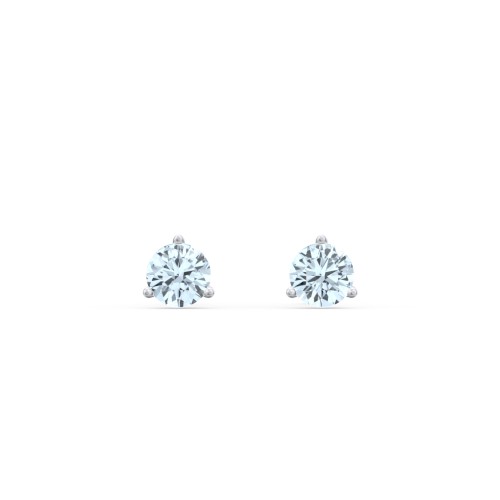 Classic 3 Prong Birthstone Stud Earrings – Sterling Silver with Aquamarine
