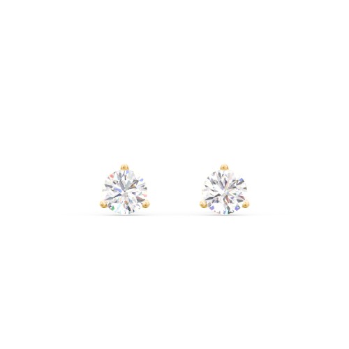 Classic 3 Prong Birthstone Stud Earrings – 10K Yellow Gold with Diamond