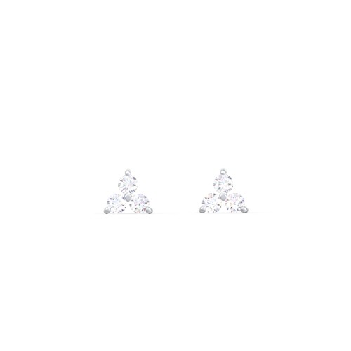 Mini Cluster Stud Earrings – Sterling Silver with Diamond