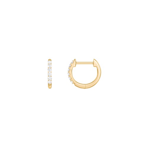 Small Lab Diamond Huggie Hoop Earrings – 10K Yellow Gold