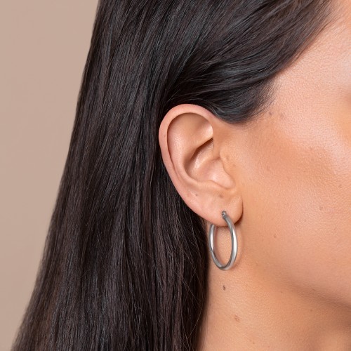 Large Tube Hoop Earrings – Sterling Silver