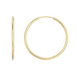 Large Gold Endless Hoop Earrings in 14K Solid Yellow Gold