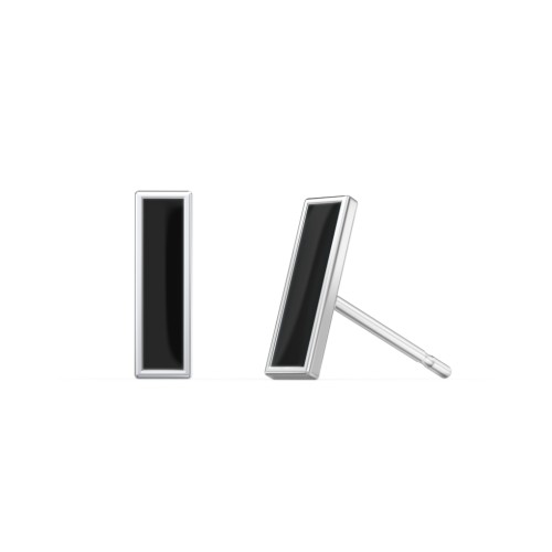 Petite Enameled Bar Stud Earrings - Black – Sterling Silver