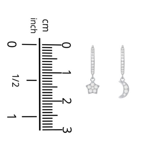 Pavé Star and Moon Huggie Earrings