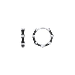 Bamboo Huggie Earrings with Enamel