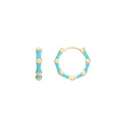 Bamboo Huggie Earrings with Enamel in 18K Gold Plated Silver