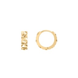 Tiny Prism Textured Huggie Earrings in 14K Gold Plated Silver