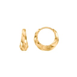 Tiny Twisted Textured Huggie Earrings in 14K Gold Plated Silver