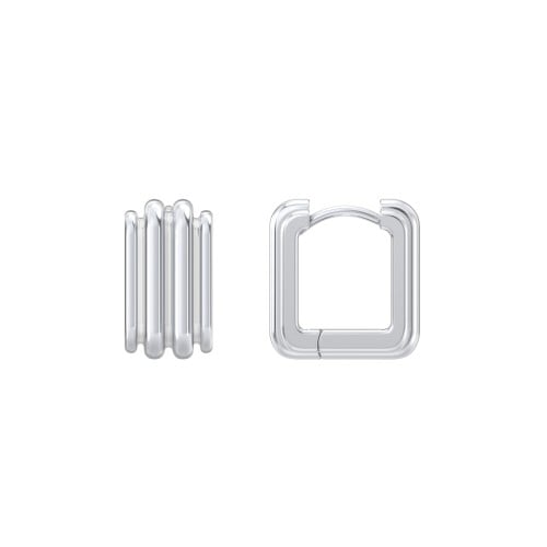 Grooved Rectangular Huggie Earrings