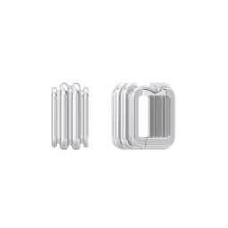 Grooved Rectangular Huggie Earrings in 925 Sterling Silver