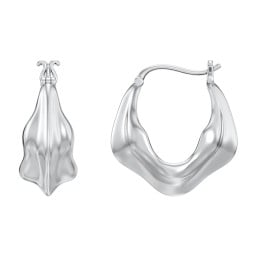 Chunky Organic Leaf Hoop Earrings
