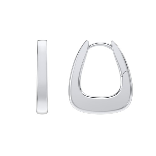 Rounded Triangular Hoop Earrings – Sterling Silver