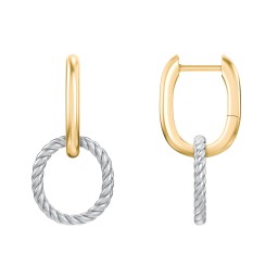 Drop Huggie Earrings with Removable Rope Link in